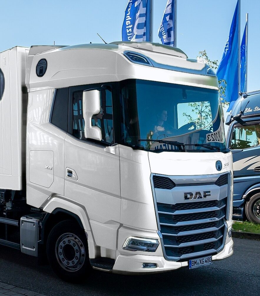 Front of a white DAF XG truck